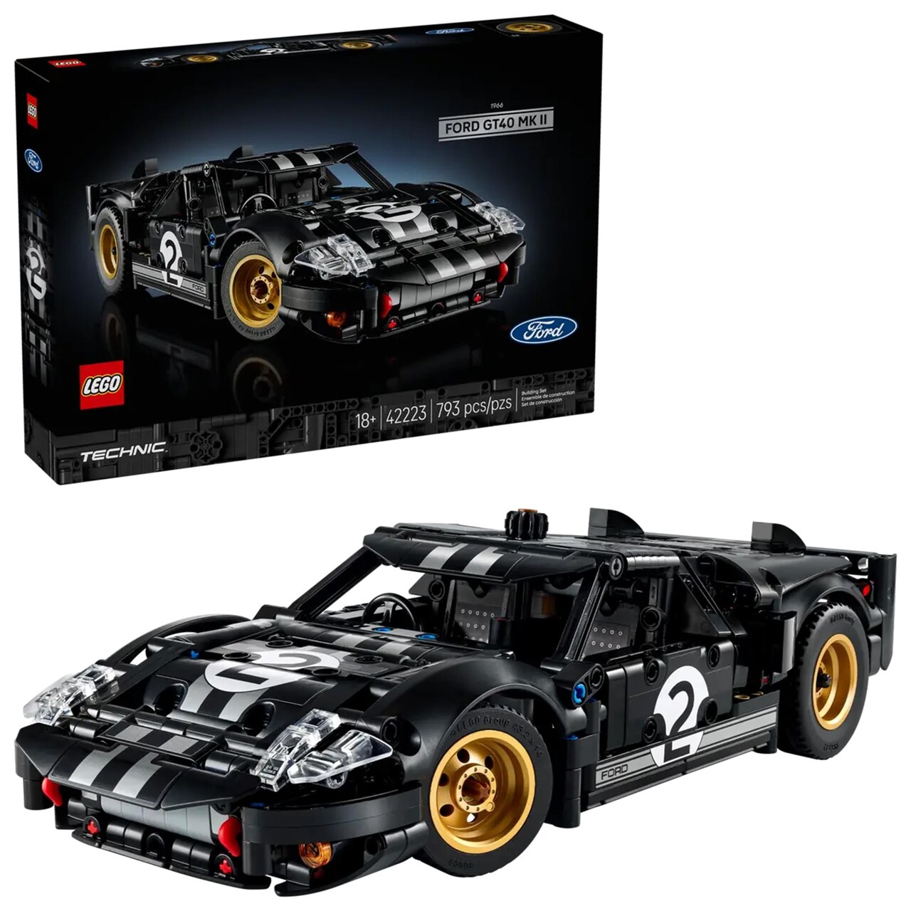 LEGO Technic 42223 1966 Ford GT40 MKII Race Car 793-Piece Building Set